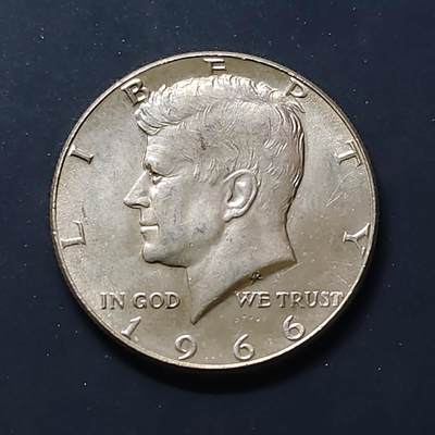 【全场包邮】纯粹捡漏拍504场 - 美国1966年肯尼迪半元精制银币【30.6毫米11.5克40%】