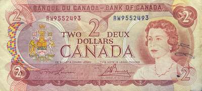 回流0301 - 加拿大1974年版2加元（¥10.16）纸币