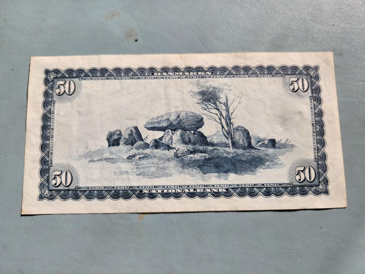 2月20号晚上8点 外国纸币自动截拍第27场 丹麦克朗50克朗 天文学家罗默 1970年 极美品