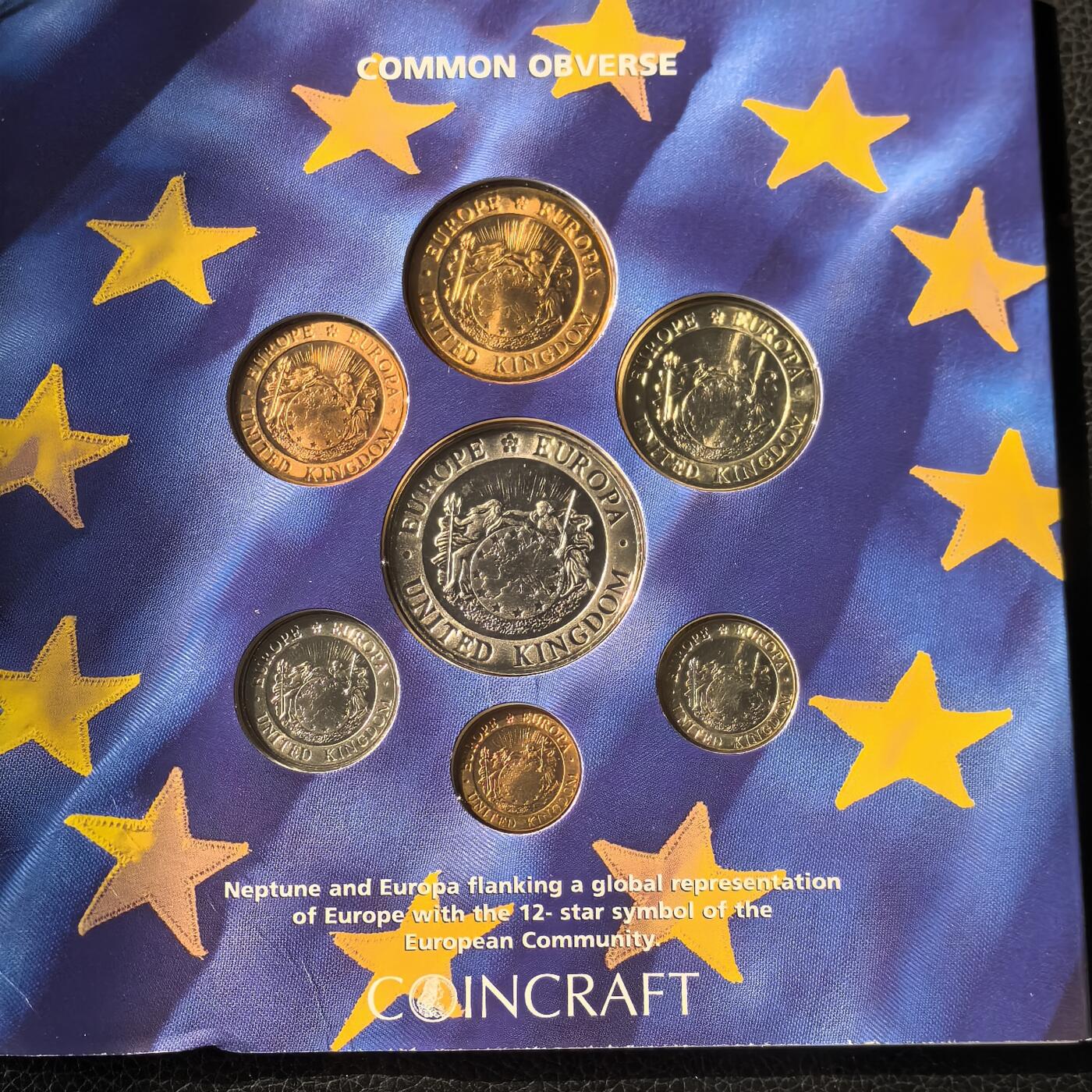 道一币馆币章第一百六十六场 原包装 英国1992年埃居纪念币套装七枚套