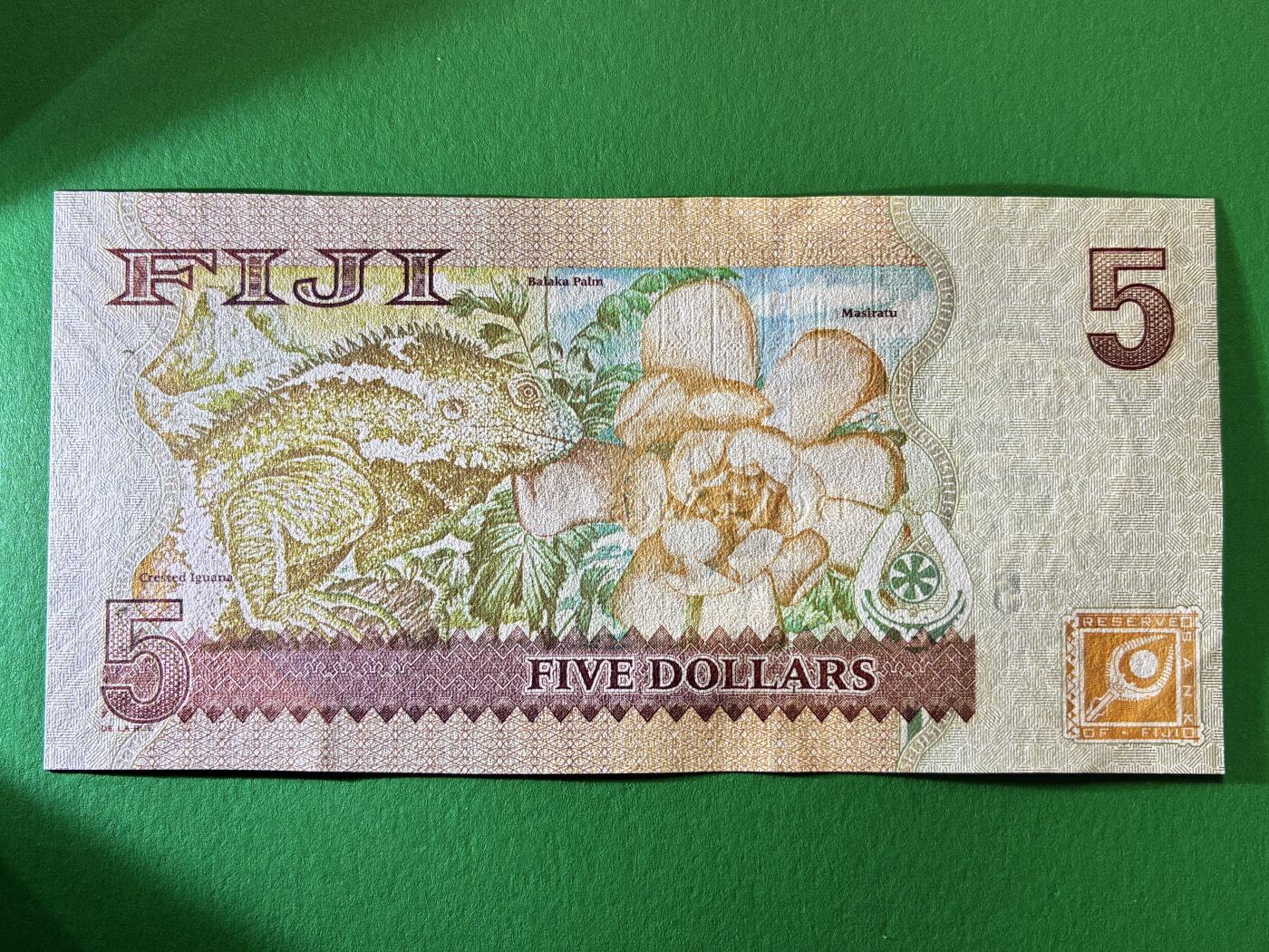 咖啡豆•收藏 2026年Feb_27th世界各国纸币拍卖 斐济岛 2007年 5元 全新UNC 外国纸币 女王钞