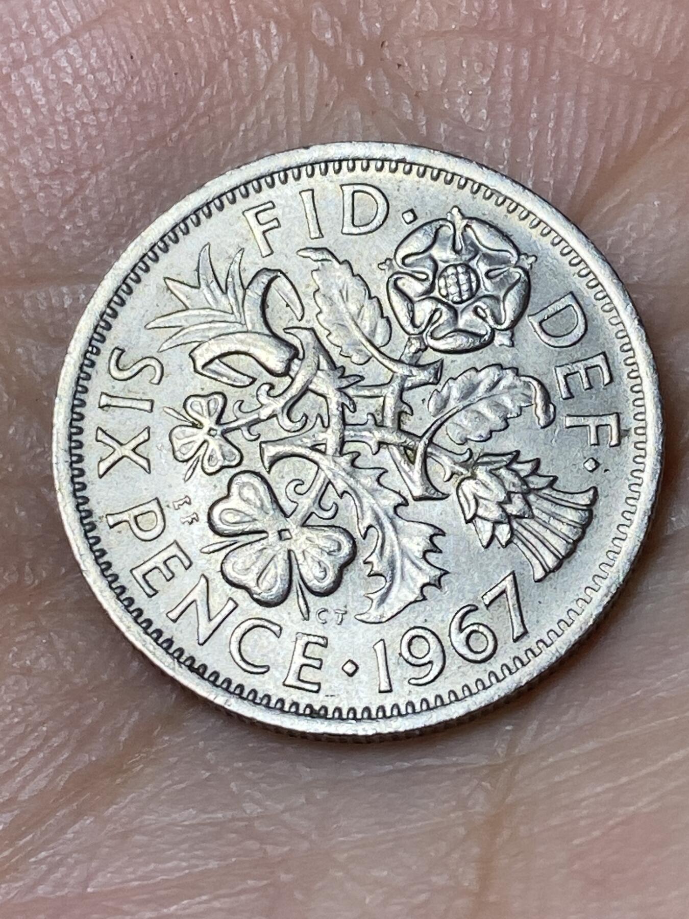 2026年第三十场(总第一百九十九场）英国一线回流散币特拍第二场(免佣金) 英国🇬🇧1967年6便士银币(伊丽莎白二世青年桂冠第二版，普制币关门年)