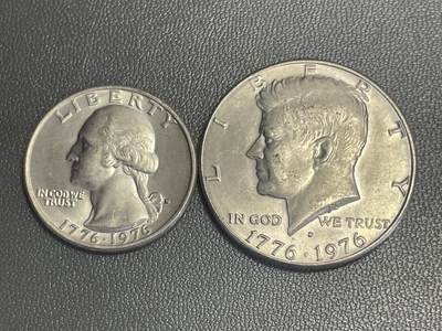 回流0218 新春快乐，马年大吉！ - 美国1976年建国200周年纪念币 25、50分