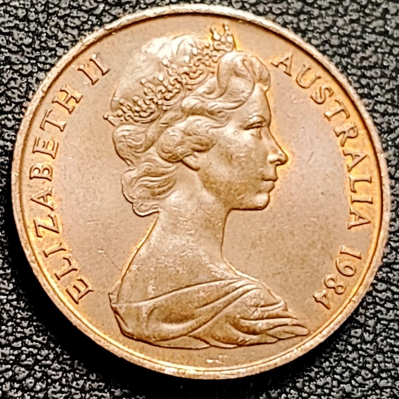 泉币菌-第193场- 新年第一场 新年快乐 本场拍品多 请提前出价 1984年 英属澳大利亚2分铜币 伞蜥蜴斗篷蜥 21.5mm