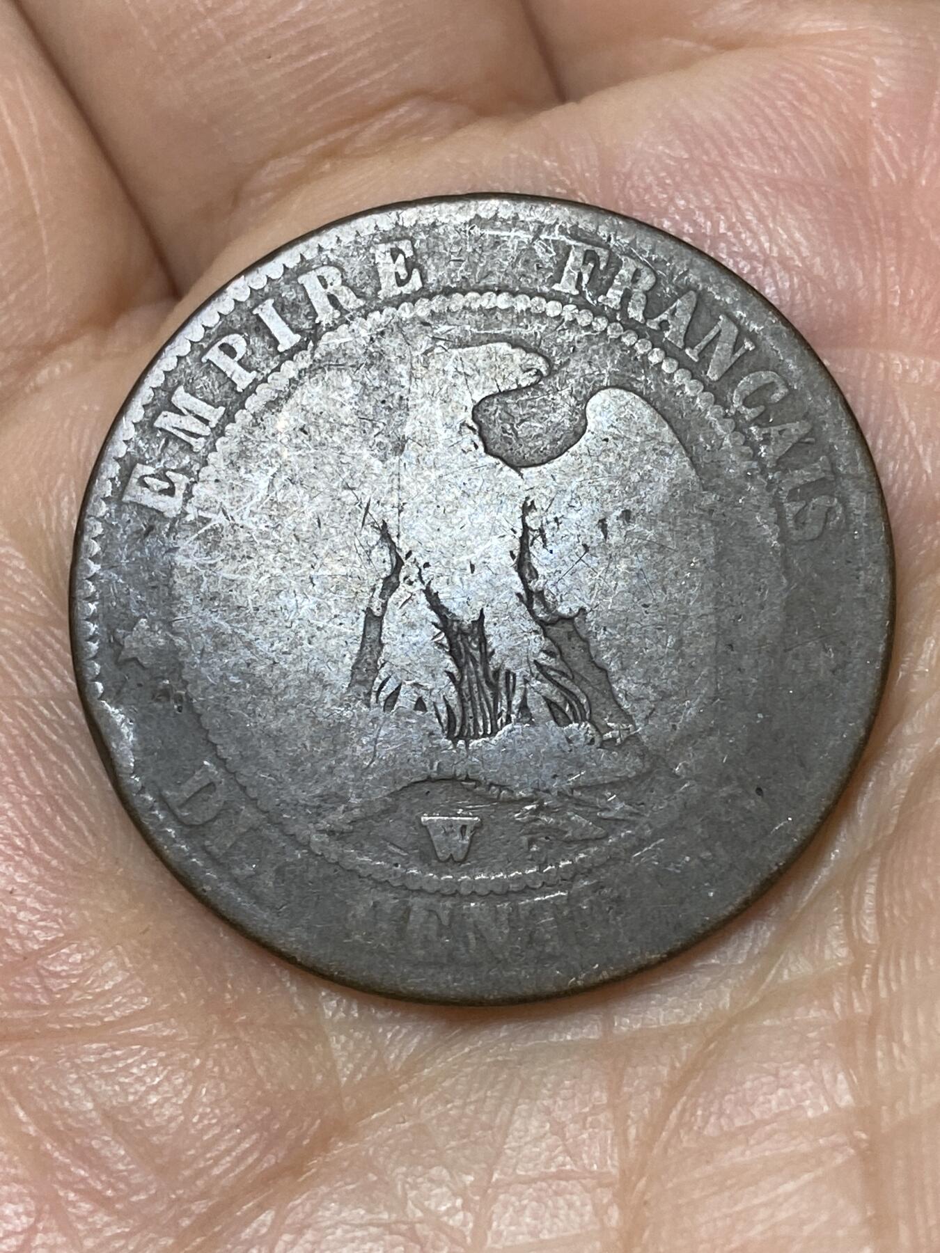 2026年第三十场(总第一百九十九场）英国一线回流散币特拍第二场(免佣金) 法兰西第二帝国1855年10生丁(拿破仑三世第一版，W标里尔造)