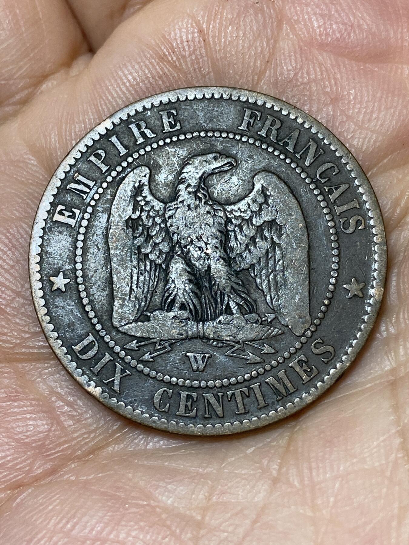 2026年第三十场(总第一百九十九场）英国一线回流散币特拍第二场(免佣金) 法兰西第二帝国1856年10生丁(拿破仑三世第一版，W标里尔造)