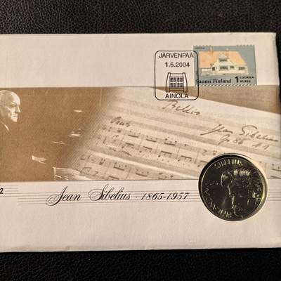 道一币馆币章第一百六十六场 - 邮币封 芬兰1999年音乐家西贝柳斯诞辰125周年100马克精制银币 22g 925s