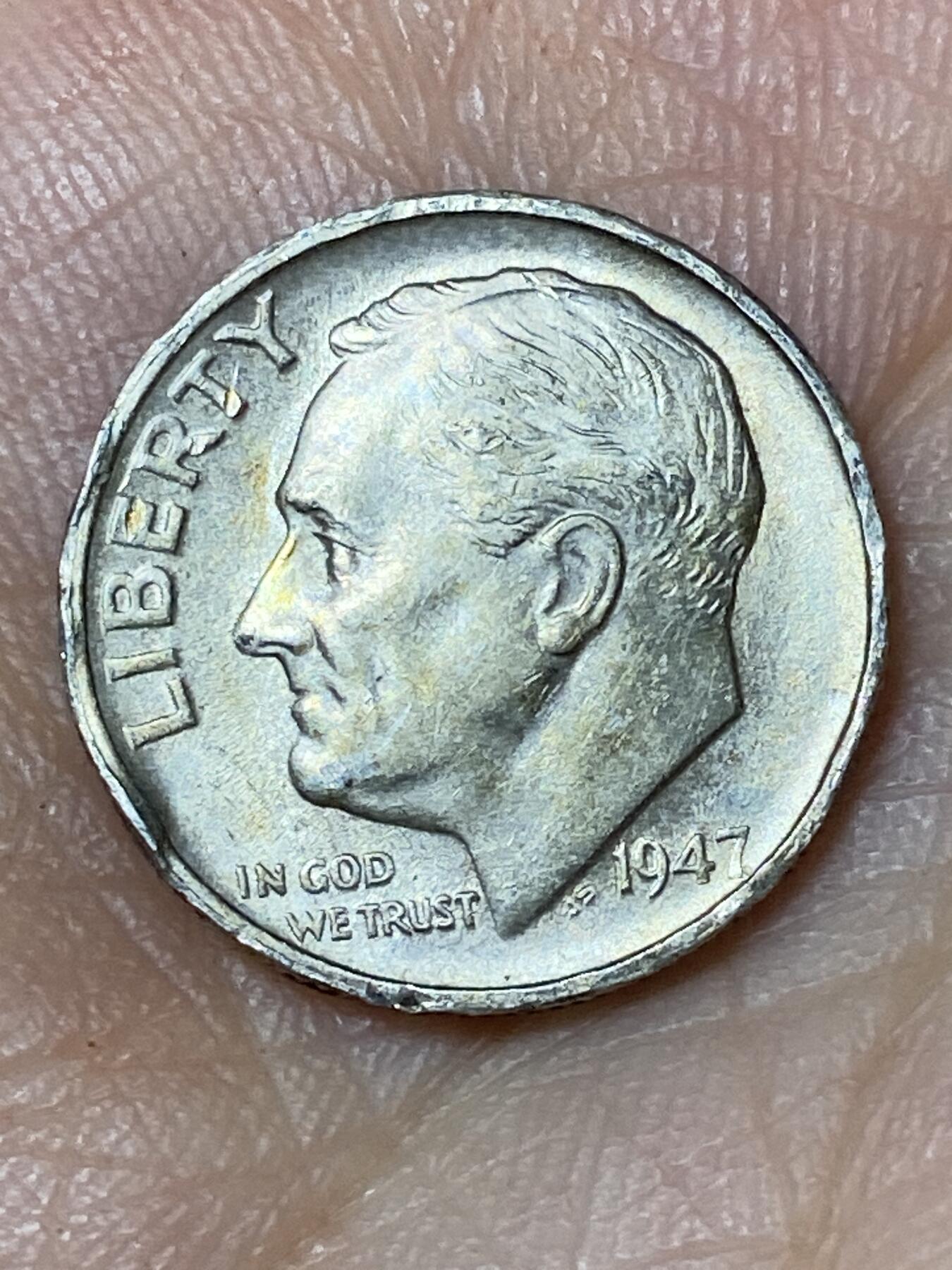 2026年第三十场(总第一百九十九场）英国一线回流散币特拍第二场(免佣金) 美国🇺🇸1947年1角银币(罗斯福1角第一版，S标旧金山造，900高银)