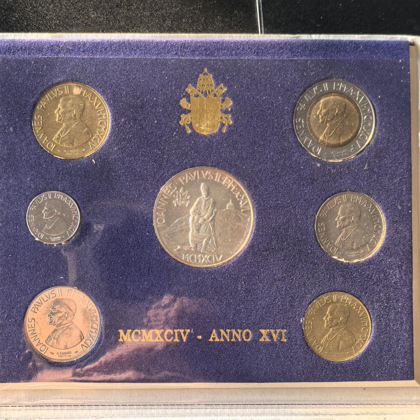 道一币馆币章第一百六十六场 原包装 梵蒂冈1994年套币7枚 含1000里拉银币