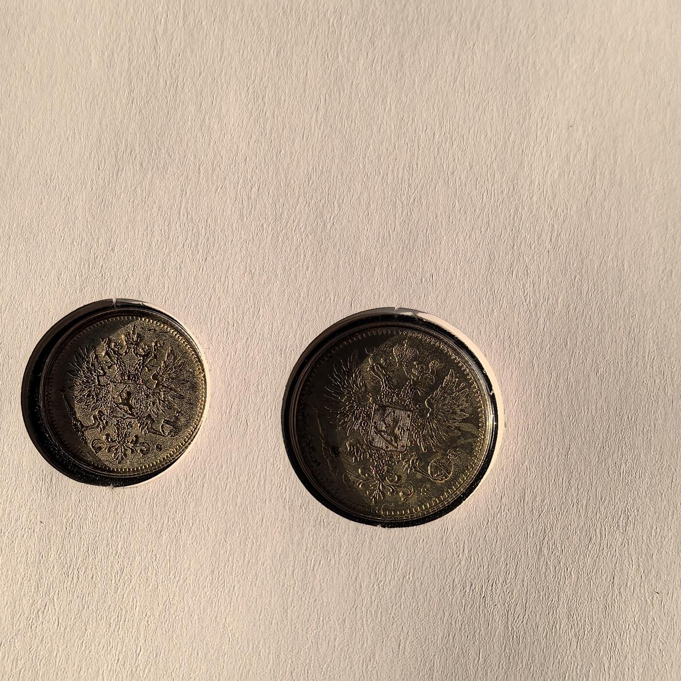 道一币馆币章第一百六十六场 邮币封 芬兰早期双头鹰25芬尼+50芬尼银币