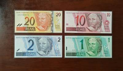 【礼羽收藏】🌏世界钱币拍卖125期 -  （一组4张）【UNC】美洲 巴西 1.2.10.20