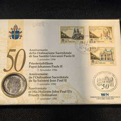 道一币馆币章第一百六十六场 - 邮币封 梵蒂冈1996年500里拉纪念银币