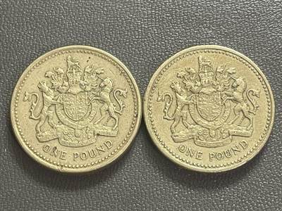 回流0218 新春快乐，马年大吉！ - 英国1983年1英镑2枚 狮马盾徽