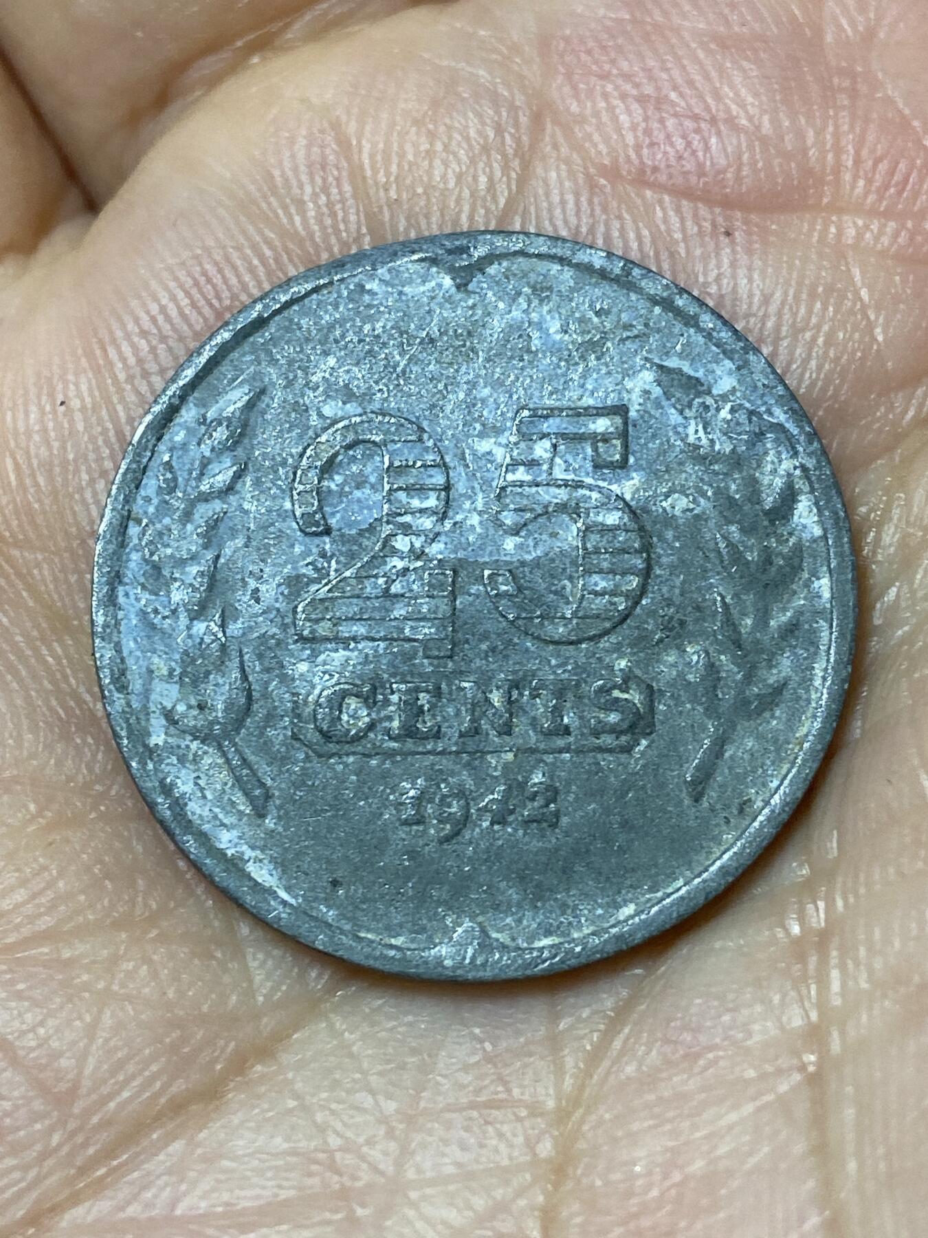 2026年第三十场(总第一百九十九场）英国一线回流散币特拍第二场(免佣金) 荷兰🇳🇱1942年25分(二战德国占领时期)