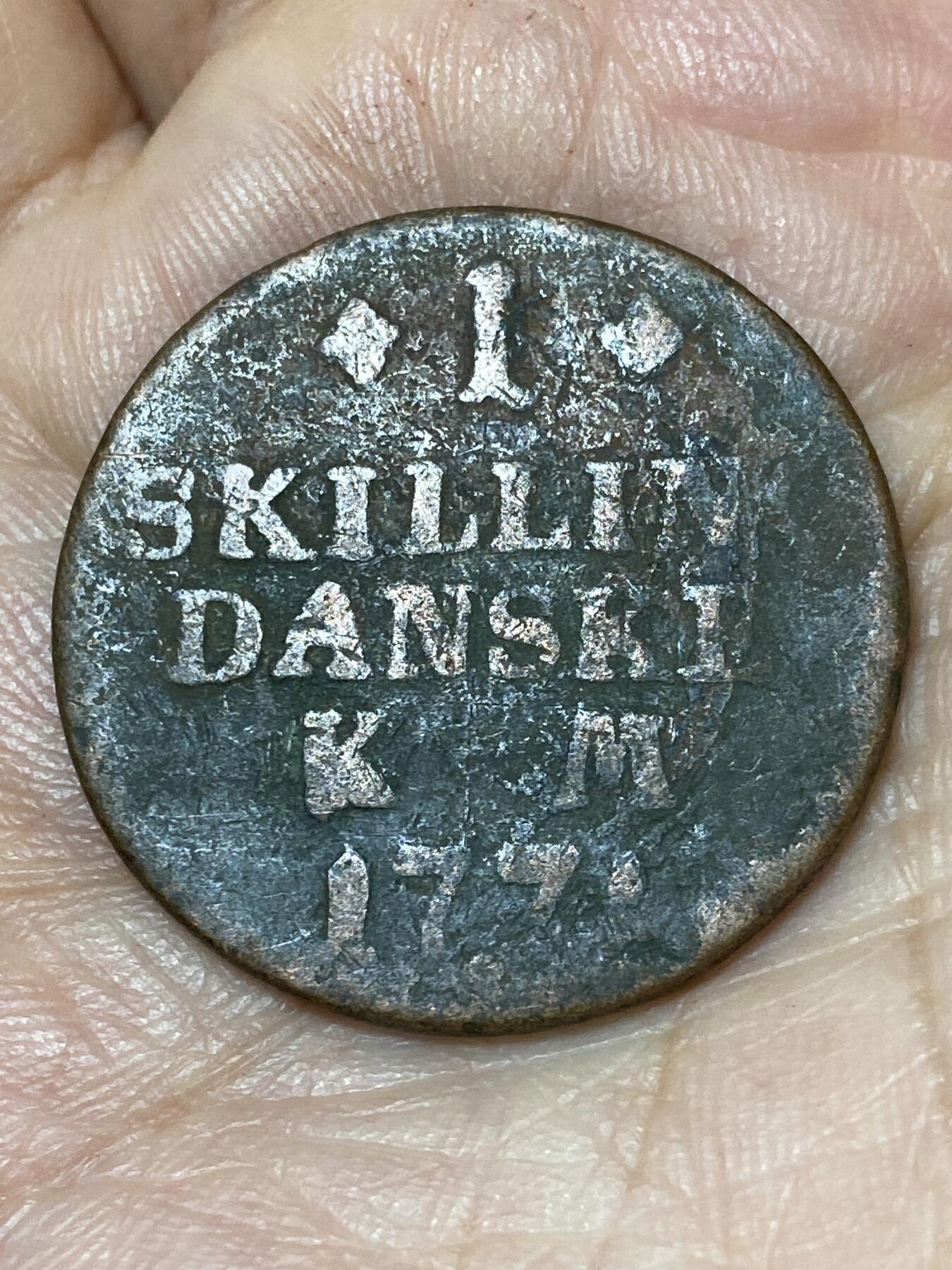 2026年第三十场(总第一百九十九场）英国一线回流散币特拍第二场(免佣金) 稀少古币–丹麦🇩🇰1771单年份1斯基林(克里斯蒂安七世时期)