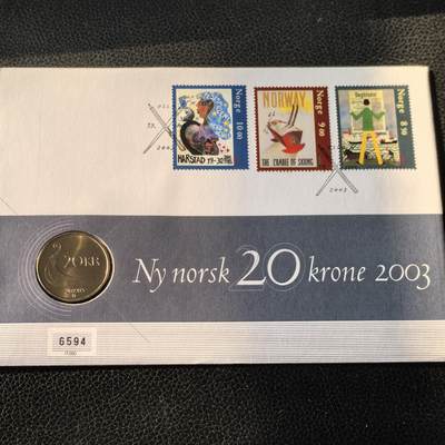 道一币馆币章第一百六十六场 - 邮币封 挪威2003年20克朗