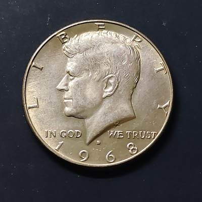 【全场包邮】纯粹捡漏拍504场 - 美国1968年肯尼迪半元精制银币【30.6毫米11.5克40%】