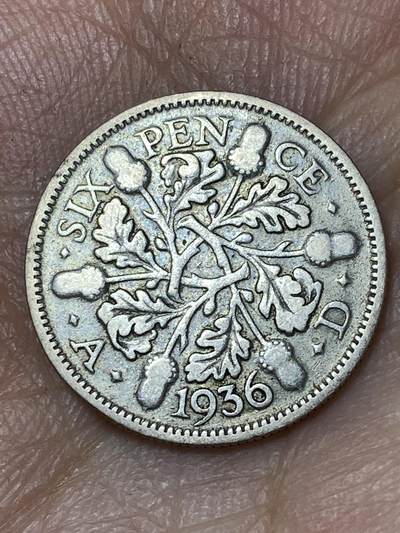 2026年第三十场(总第一百九十九场）英国一线回流散币特拍第二场(免佣金) - 英国🇬🇧1936年6便士银币(乔治五世逝世年，第五版关门年，500银)