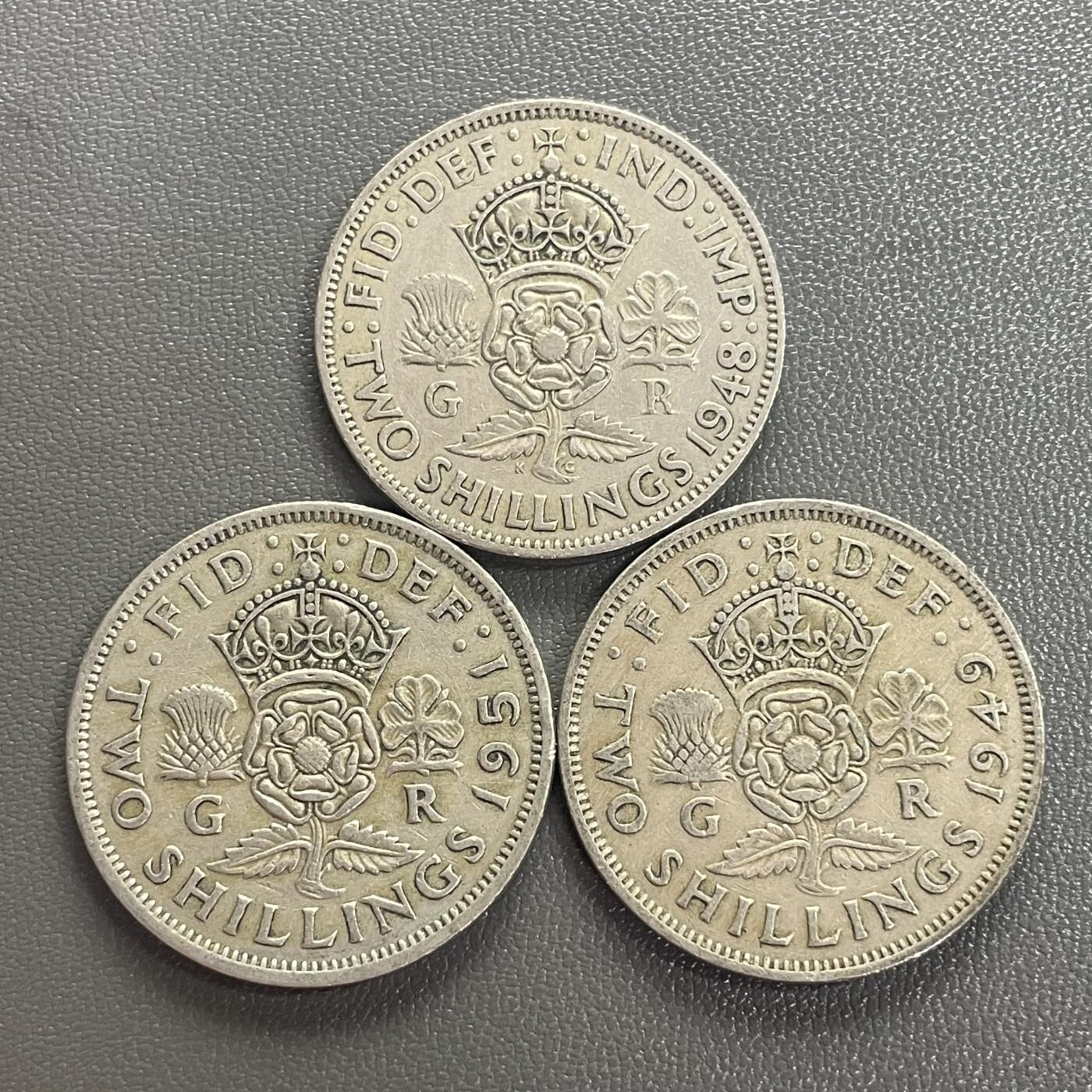 回流0218 新春快乐，马年大吉！ 英国乔治六世时期不同年份2先令3枚