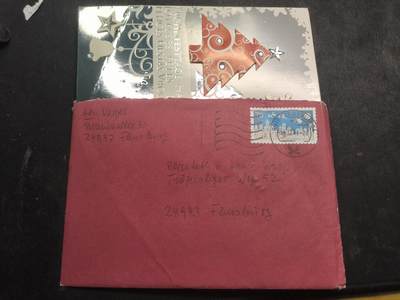 云宸嘉赏-勋臻佳藏新年快速场次（快拍 低佣 一元一手）（新年期间快递正常发） - 伊丽莎白・维瑟（Elisabeth Vesper）夫人寄给克罗普夫妇的多语种圣诞贺卡 详细看简介  新年赠友佳品