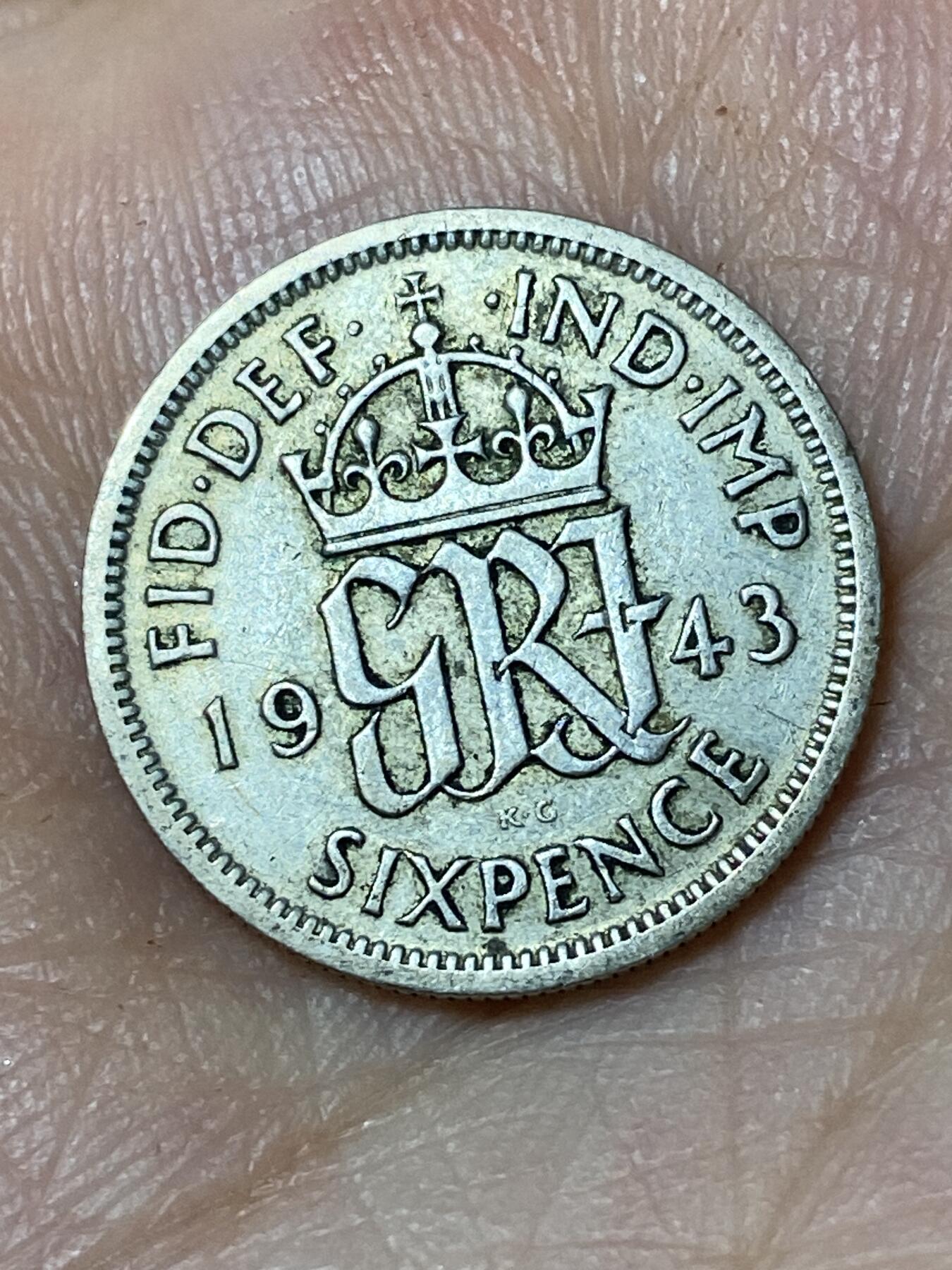 2026年第三十场(总第一百九十九场）英国一线回流散币特拍第二场(免佣金) 英国🇬🇧1943年6便士银币(乔治六世第一版，500银)