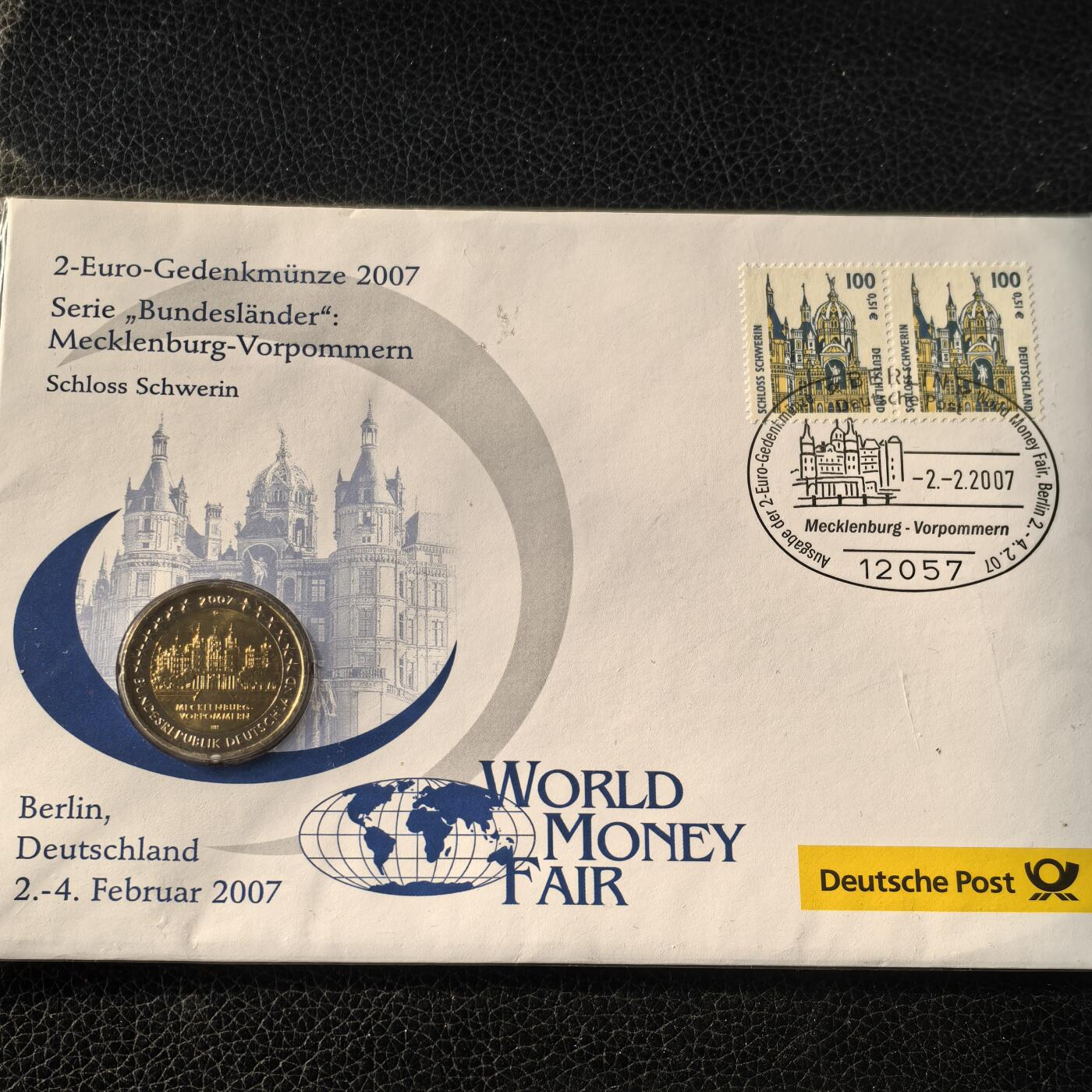 道一币馆币章第一百六十六场 邮币封 德国2007年前波美拉尼亚梅克伦堡2欧元纪念币