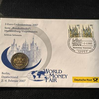 道一币馆币章第一百六十六场 - 邮币封 德国2007年前波美拉尼亚梅克伦堡2欧元纪念币