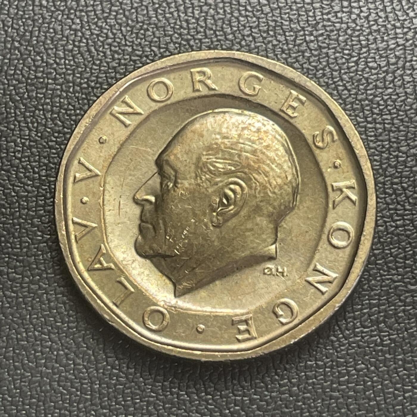 回流0218 新春快乐，马年大吉！ 挪威1991年10克朗（¥7.3元）铜镍币 奥拉夫五世