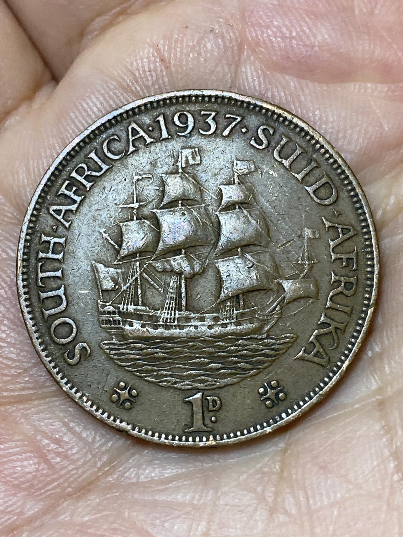 2026年第三十场(总第一百九十九场）英国一线回流散币特拍第二场(免佣金) 英属南非1937年1便士(乔治六世加冕年，第一版首发年)