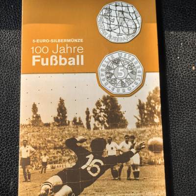 道一币馆币章第一百六十六场 - 原包装 奥地利2004年足球运动百年5欧元纪念银币