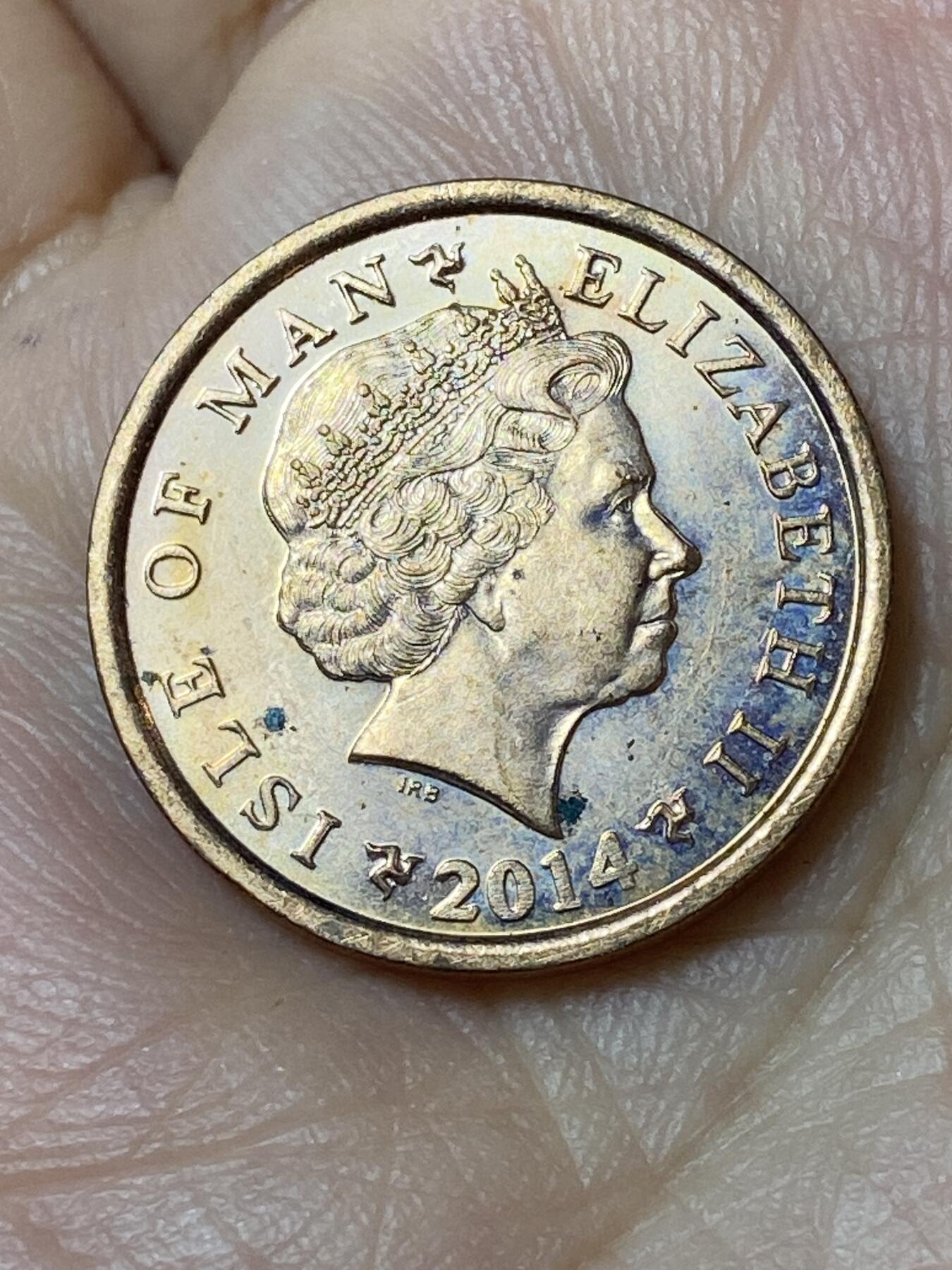 2026年第三十场(总第一百九十九场）英国一线回流散币特拍第二场(免佣金) 英属马恩岛马恩岛2014年1便士(伊丽莎白二世老年第三套)