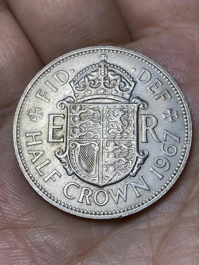 2026年第三十场(总第一百九十九场）英国一线回流散币特拍第二场(免佣金) - 英国🇬🇧1967年半克朗(伊丽莎白二世青年桂冠第二版，普制币关门年)