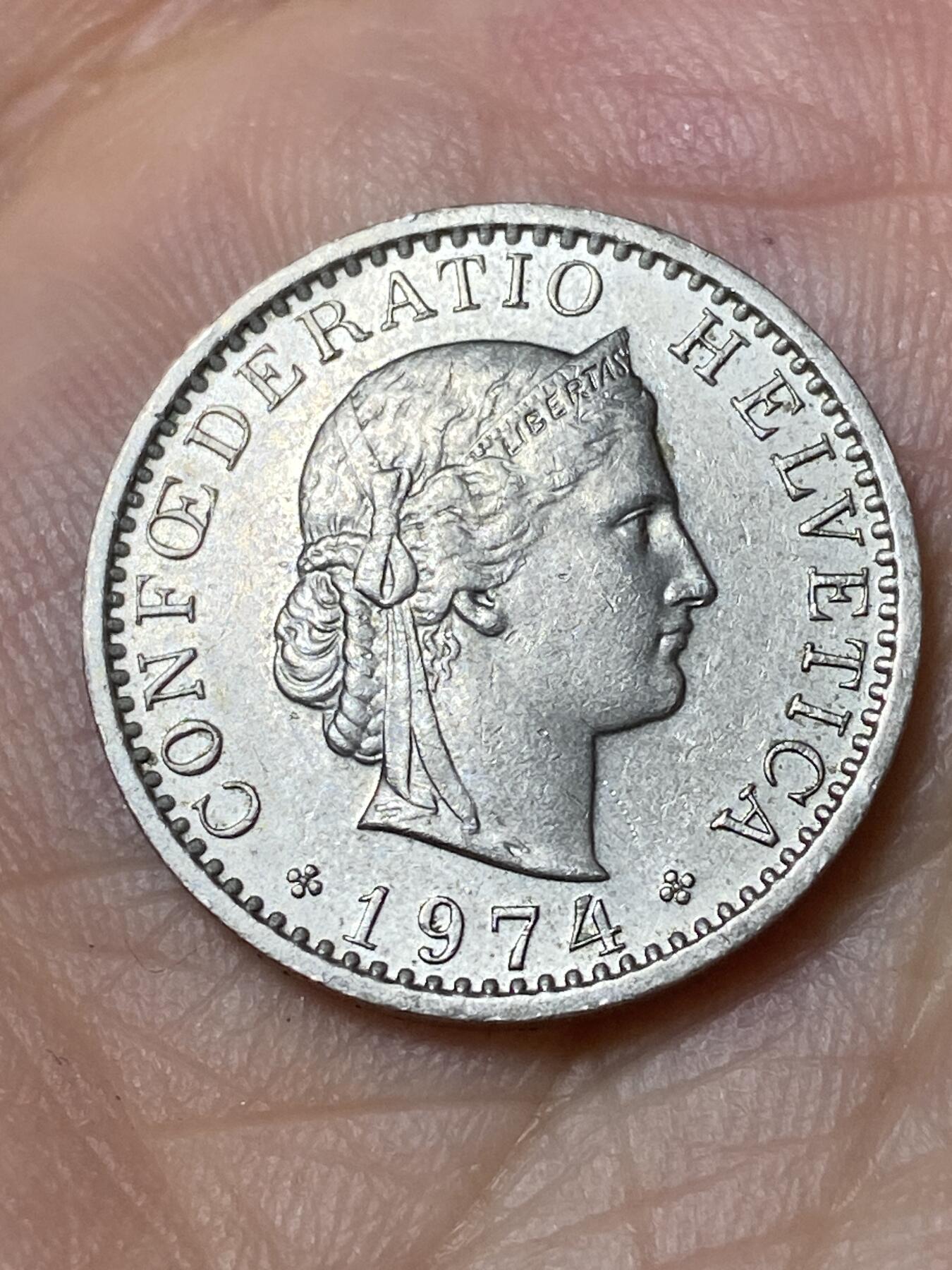 2026年第三十场(总第一百九十九场）英国一线回流散币特拍第二场(免佣金) 瑞士🇨🇭1974年20拉彭(第三版，无标版)