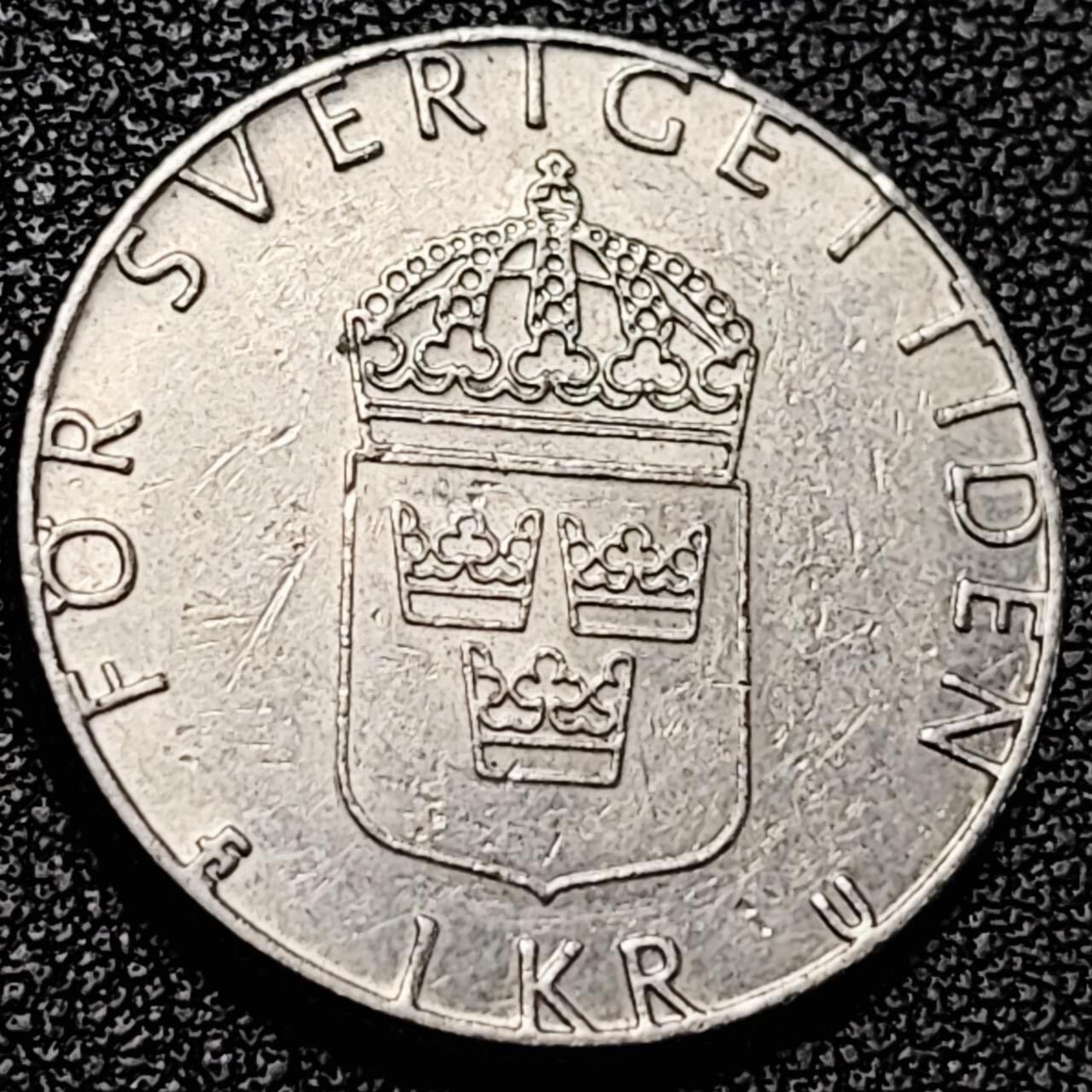 泉币菌-第193场- 新年第一场 新年快乐 本场拍品多 请提前出价 瑞典1981年 1克朗铜镍币，卡尔十六世·古斯塔夫，25mm