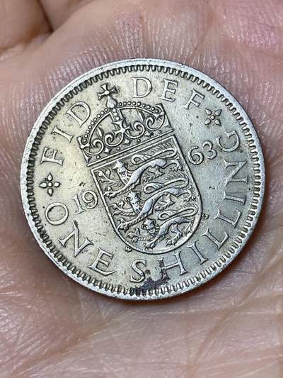 2026年第三十场(总第一百九十九场）英国一线回流散币特拍第二场(免佣金) - 英国🇬🇧1963年1先令(伊丽莎白二世青年桂冠第二版，英格兰盾徽版)