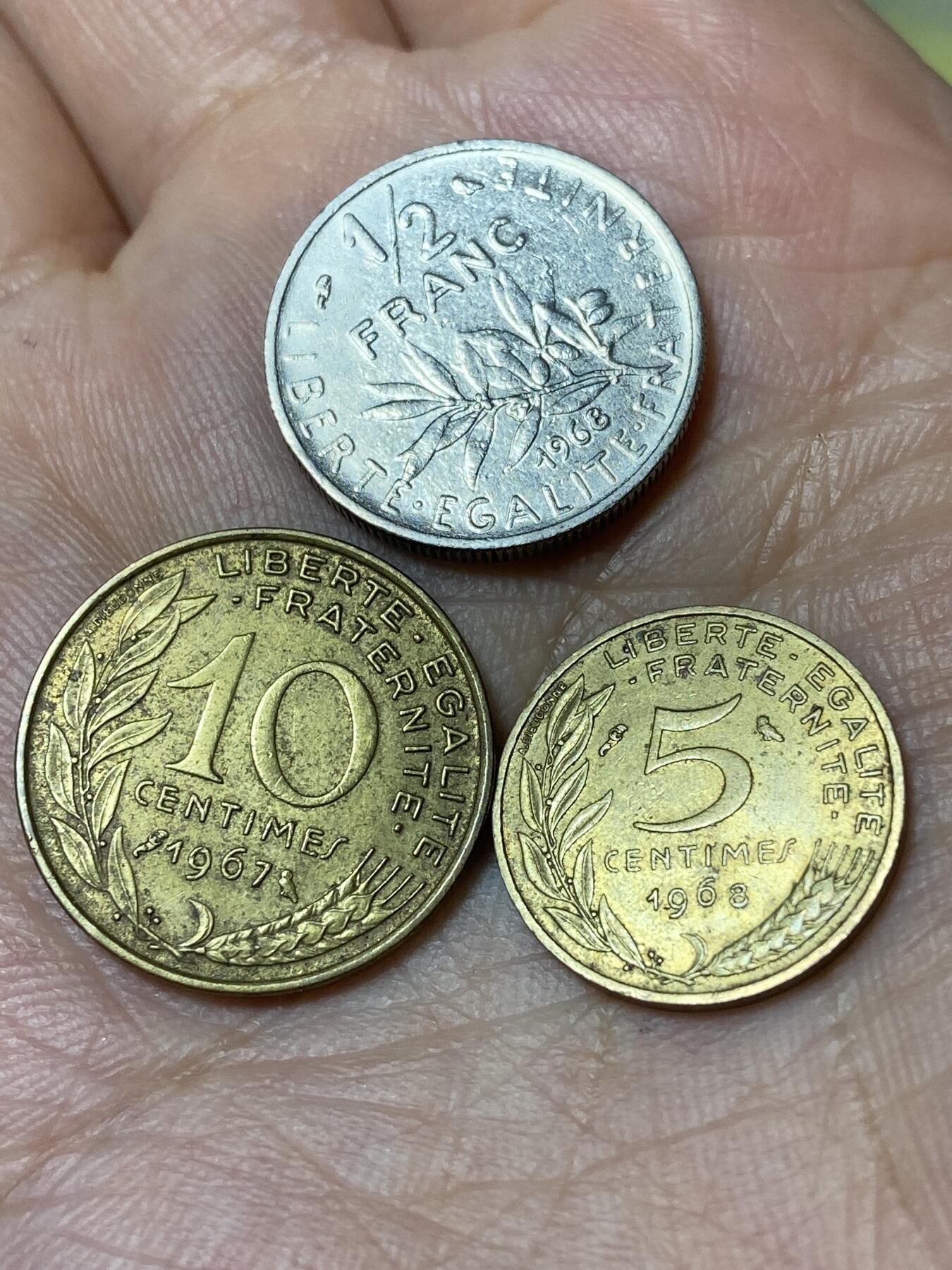 2026年第三十场(总第一百九十九场）英国一线回流散币特拍第二场(免佣金) 法国🇫🇷3枚：1967年10分，1968年1/2法郎，1968年5分