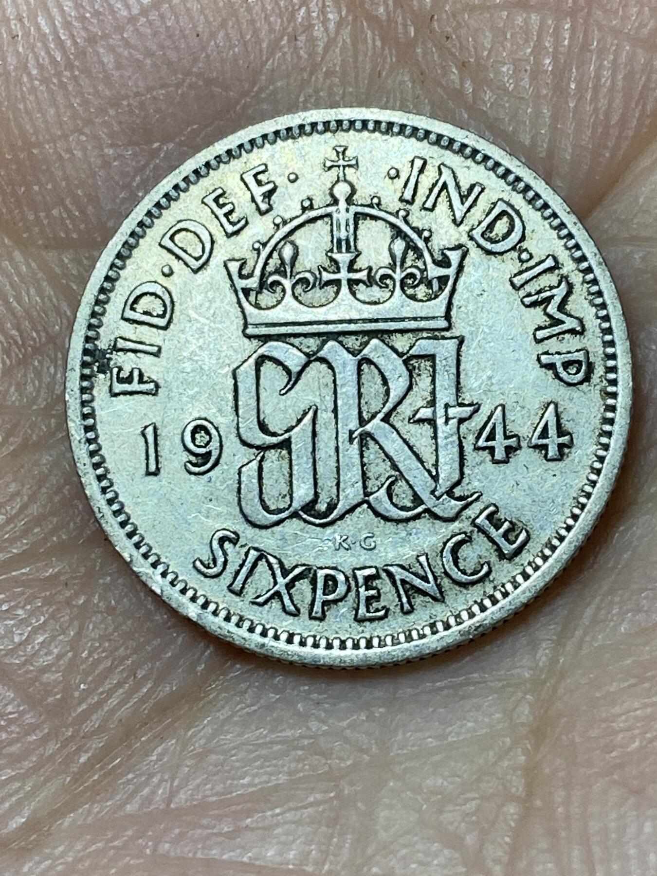 2026年第三十场(总第一百九十九场）英国一线回流散币特拍第二场(免佣金) 英国🇬🇧1944年6便士银币(乔治六世第一版，500银)