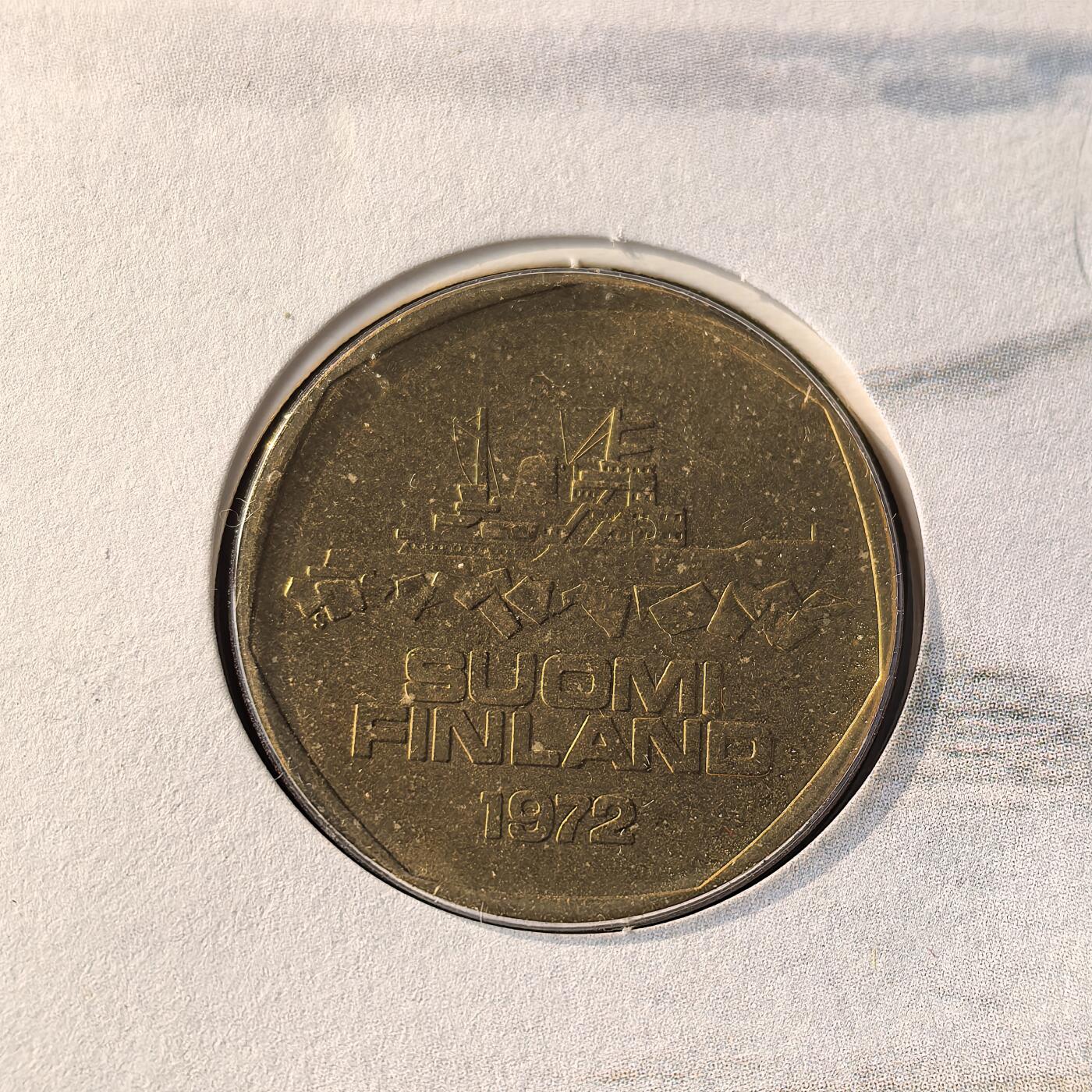 道一币馆币章第一百六十六场 邮币封 芬兰1972年舰船5马克首发年版