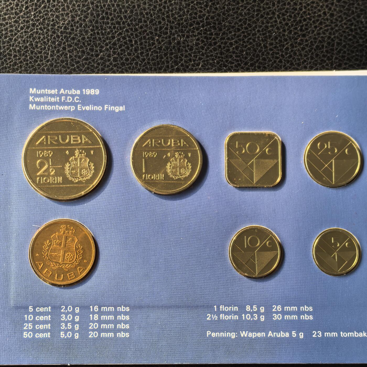 道一币馆币章第一百六十六场 原包装 荷属阿鲁巴1989年套币六枚+纪念章