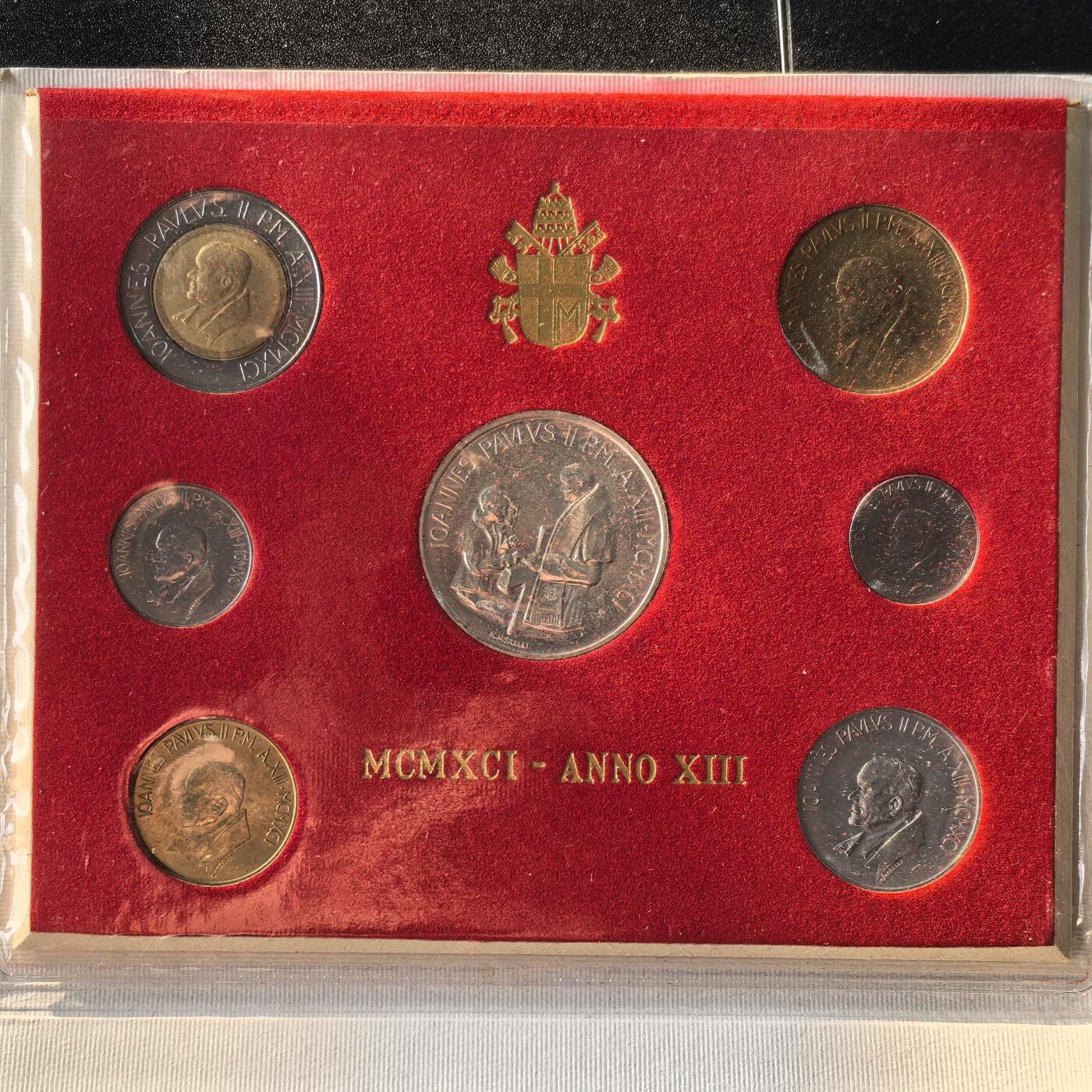 道一币馆币章第一百六十六场 原包装 梵蒂冈1991年套币7枚 含1000里拉银币