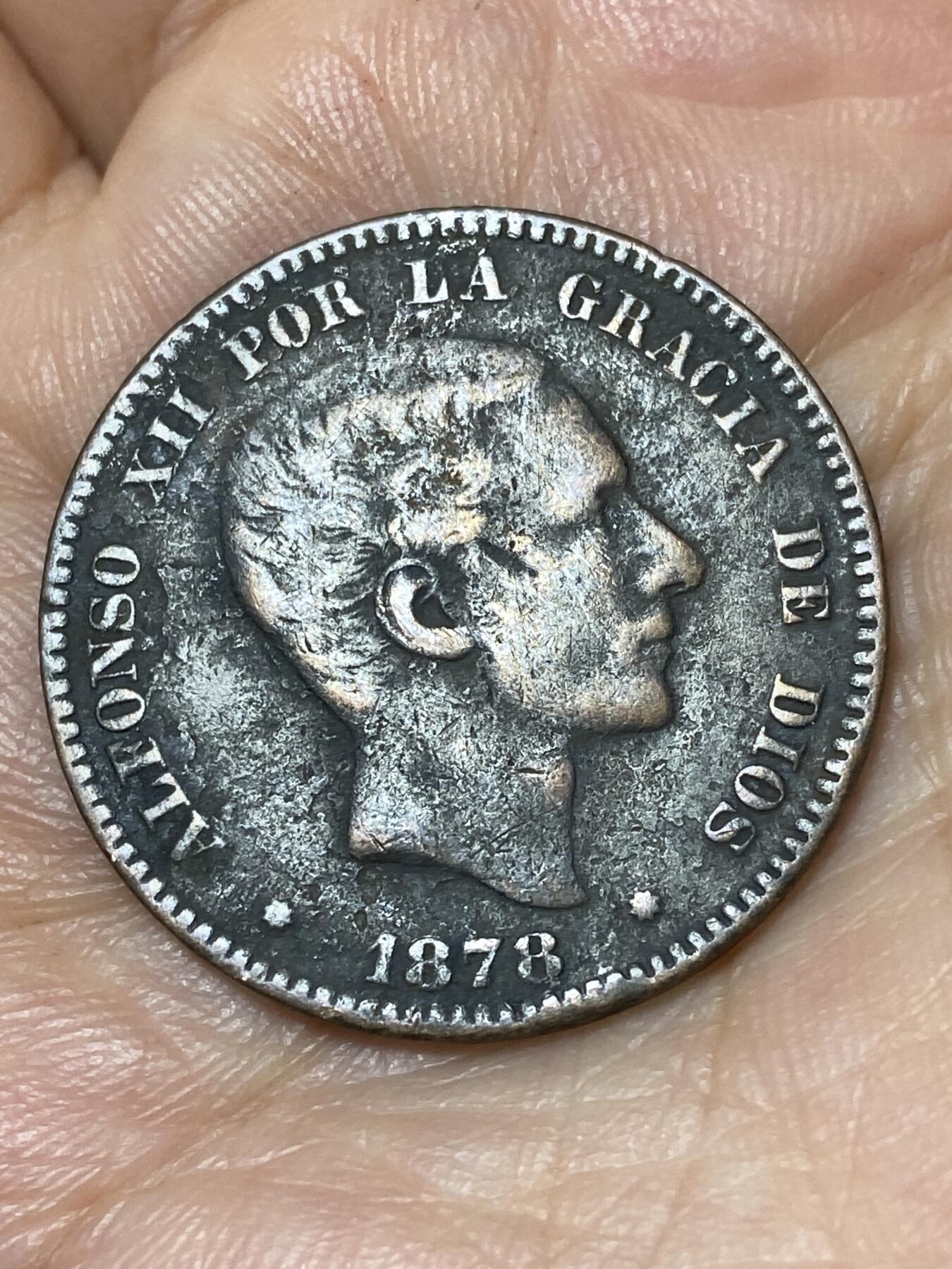 2026年第三十场(总第一百九十九场）英国一线回流散币特拍第二场(免佣金) 西班牙王国1878年10分(阿方索十二世时期，OM八角星标巴塞罗那造，仅发行3年)