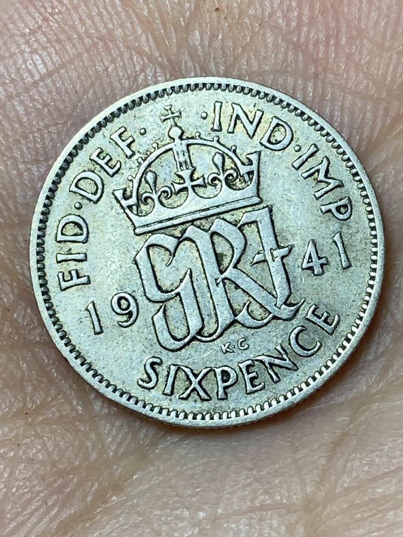 2026年第三十场(总第一百九十九场）英国一线回流散币特拍第二场(免佣金) 英国🇬🇧1941年6便士银币(乔治六世第一版，500银)