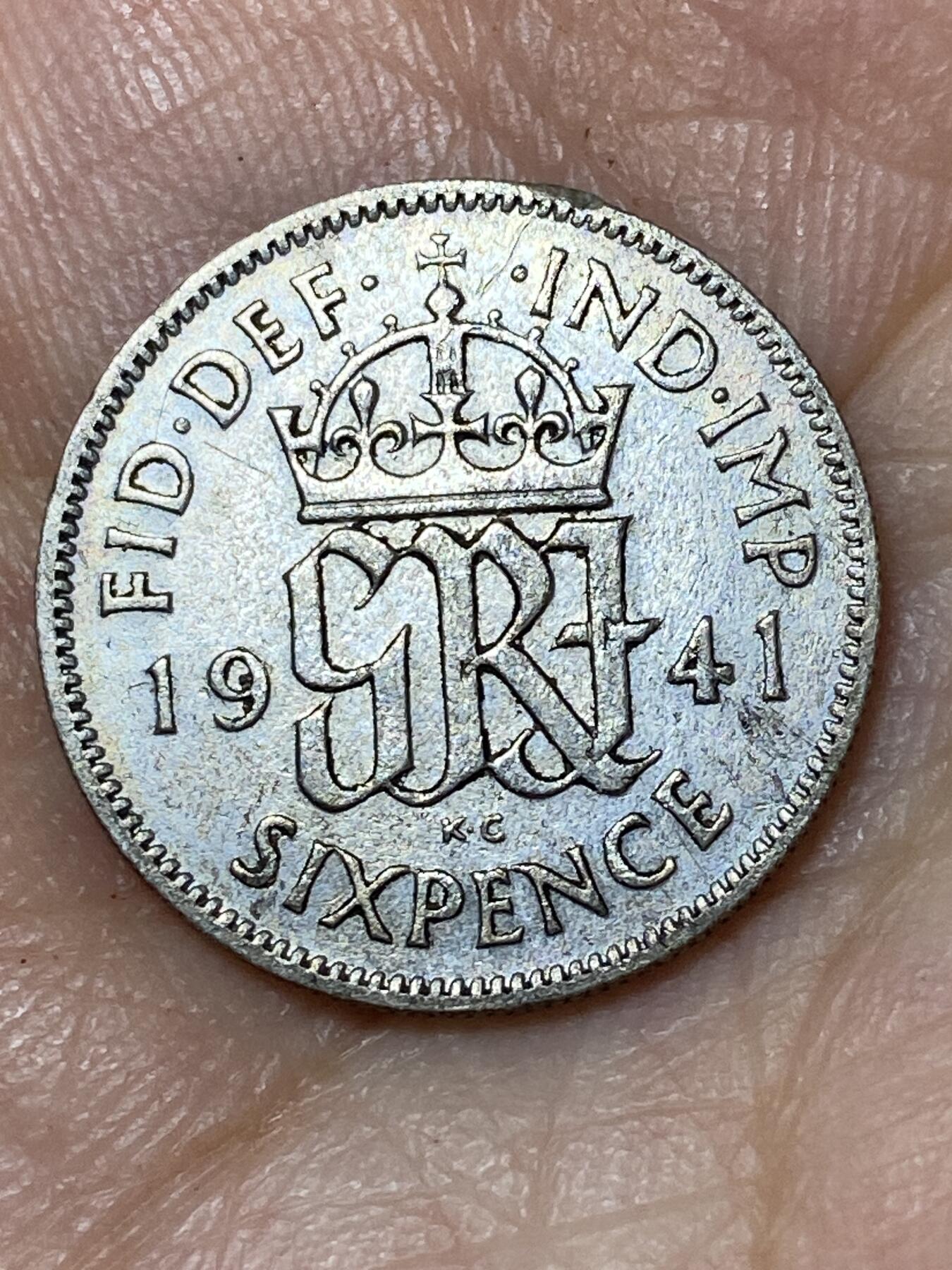 2026年第三十场(总第一百九十九场）英国一线回流散币特拍第二场(免佣金) 英国🇬🇧1941年6便士银币(乔治六世第一版，500银)