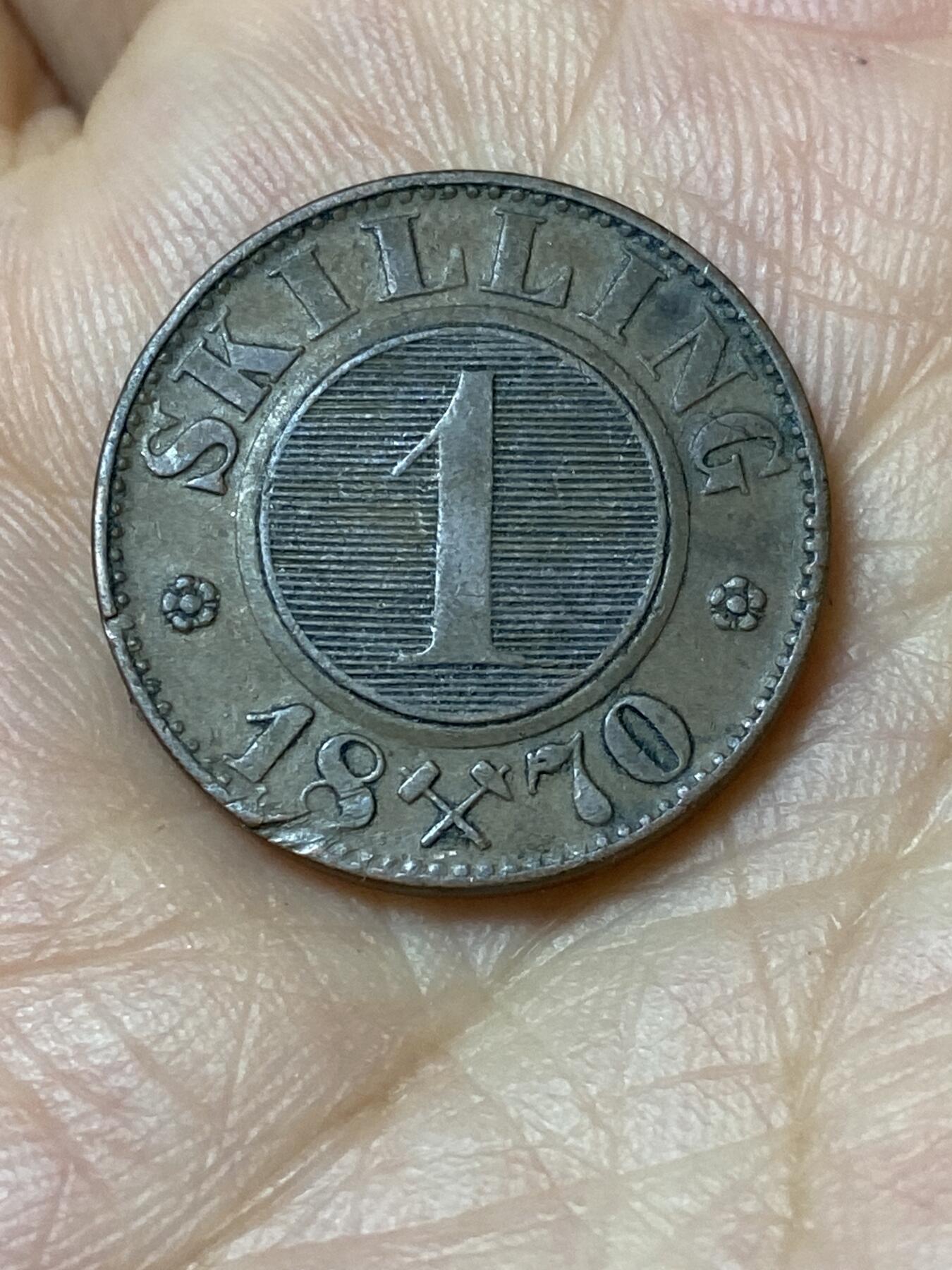 2026年第三十场(总第一百九十九场）英国一线回流散币特拍第二场(免佣金) 挪威🇳🇴1870单年份1斯基林(卡尔十五世时期)