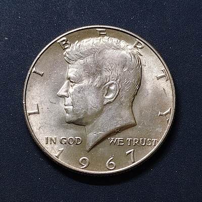 【全场包邮】纯粹捡漏拍504场 - 美国1967年肯尼迪半元精制银币【30.6毫米11.5克40%】