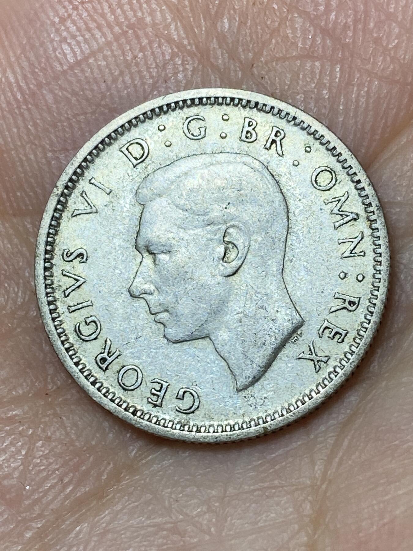 2026年第三十场(总第一百九十九场）英国一线回流散币特拍第二场(免佣金) 英国🇬🇧1945年6便士银币(乔治六世第一版，500银)