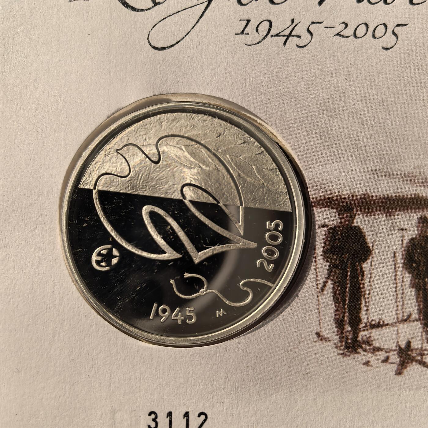 道一币馆币章第一百六十六场 币封 芬兰2005年欧洲和平60周年10欧元精制银币 27.4g  925s 