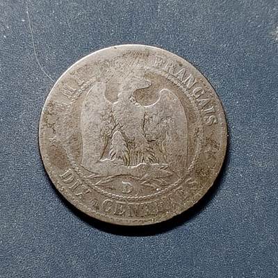 【全场包邮】纯粹捡漏拍504场 - 法国第二帝国1853年拿破仑三世10分铜币