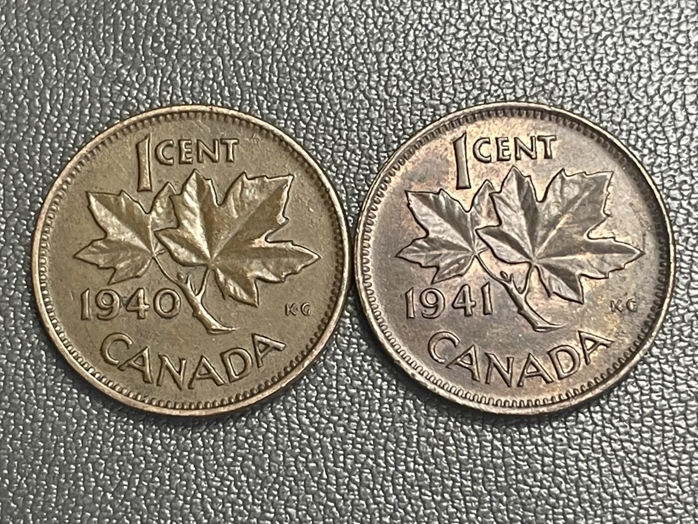 回流0218 新春快乐，马年大吉！ 加拿大1940、1941年1分 乔治六世/枫叶