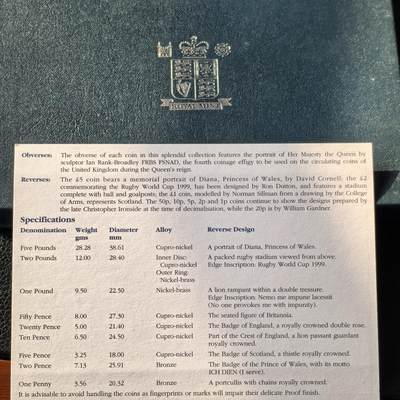 道一币馆币章第一百六十六场 - 原盒证 英国1999年精制纪念套币九枚+纪念章